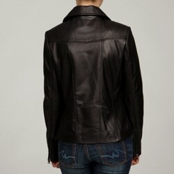 Collezione Italia Women's Plus Size Black Leather Moto Jacket