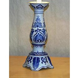 Blue and White Fluted Column Porcelain Table Lamp