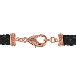 Goldtone Pink Freshwater Pearl Leather Necklace (9-10 mm)