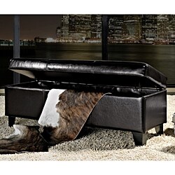 Oxford Bonded Leather Storage Ottoman Bench
