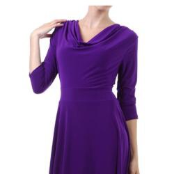 Tabeez Women's Cowlneck 3/4-sleeve Dress