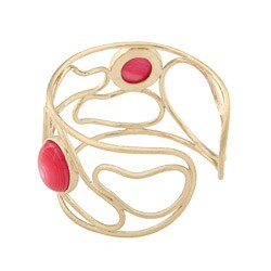 Rivka Friedman Gold Overlay Hot Pink Mother of Pearl Swirl Cuff Bracelet
