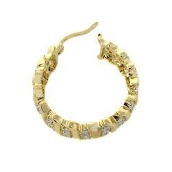 Fusion 14k Gold Overlay Diamond Accent 'S' Design Hoop Earrings