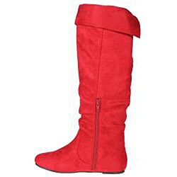Story Women's 'Cookie' Red Faux Suede Knee-high Boots