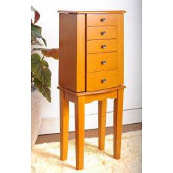 Contemporary Style Oak Jewelry Armoire Chest