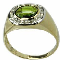 De Buman 10k Gold Men's Diopside and 1/3ct TDW Diamond Ring (JK, I1)