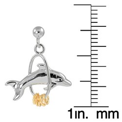 Wish Ring Sterling Silver Dolphin Ballpost Dangle Earrings