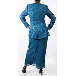 R & M Richards Women's Blue Glitter Fishtail Jacket Dress