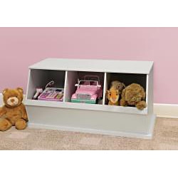 Three Bin Stackable Storage Cubby in White