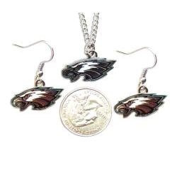 Philadelphia Eagles Necklace and Dangle Earrings Charm Set