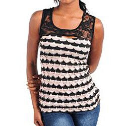 Stanzino Women's Pink/ Black Lace Sleeveless Top