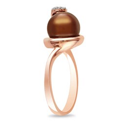 Pink Silver Freshwater Pearl and Diamond Accent Ring (9-9.5 mm)(G-H, I2-I3)