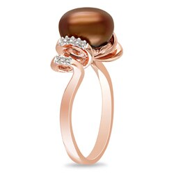 Pink Silver Freshwater Pearl and Diamond Accent Ring (9-9.5 mm)