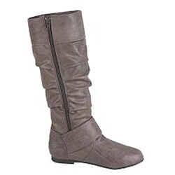 Elegant Women's Grey Baby 12 Flat Knee-high Boots