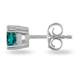 14k White Gold 3/8ct TDW Blue Diamond Solitaire Earrings