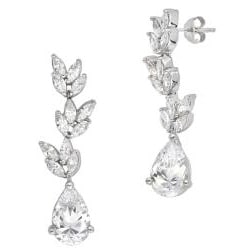 Sterling Silver Clear Cubic Zirconia Drop Earrings