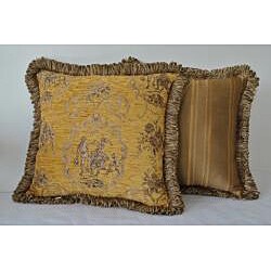 Sherry Kline 18-inch 'La Toile' Gold Brown Pillow (Set of 2)