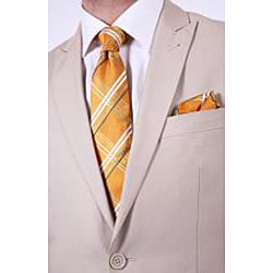 Ferrecci Men's Tan Two-button Slim-fit Suit