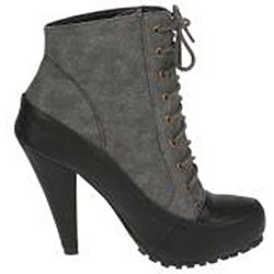 Beston Elegant Women's 'Toky-1' Black Denim Ankle Boots