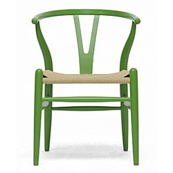 Mid-Century Modern Green Wood Y Wishbone Chair
