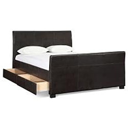 Quad Cal King Size Brown Faux Leather Storage Bed