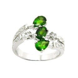 D'sire 10k White Gold Chrome Diopside and White Sapphire Ring