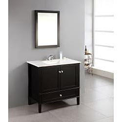 Overstock Bathroom Vanities on Windham Black 36 Inch Bath Vanity With 2 Doors  Bottom Drawer And