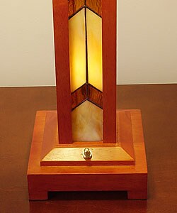 Tiffany-style Wooden Table Lamp with Lighted Base