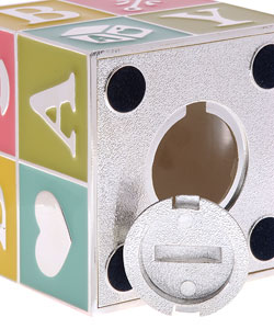 Toddot Baby's Silver Plated Learning Block Bank