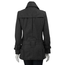 Coffee Shop Women's Charcoal Belted Wool Jacket