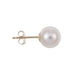 DaVonna 14k Yellow Gold Cultured Akoya Pearl Earrings (7-7.5 mm)