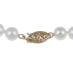 DaVonna 14k Gold Cultured Akoya Pearl 18-inch Necklace and Earring Set (5.5-6.0 mm)