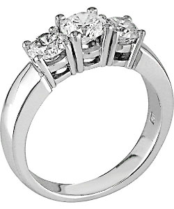 14k Gold 1-1/2ct TDW Round Diamond Three-Stone Ring (J-K, I1-I2)