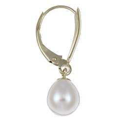 DaVonna 14k Gold Cultured White Freshwater Pearl Earrings (6-7 mm)