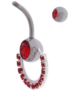 Stainless Steel Ring Of Jewels Barbell Belly Ring