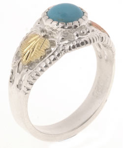 Black Hills Gold Sterling Silver Turquoise Ring