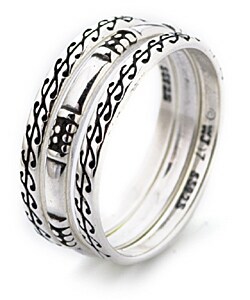 Sterling Silver Scroll Design Stackable Ring Set