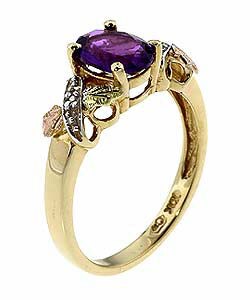 Black Hills Gold Amethyst and Diamond Ring