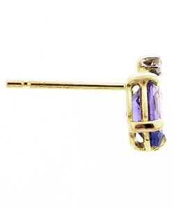 14k Yellow Gold Tanzanite Diamond Earrings
