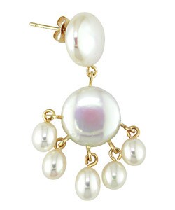 14k Yellow Gold Coin Cultured Freshwater Pearl