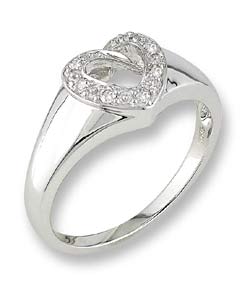 14k White Gold Diamond Heart Ring
