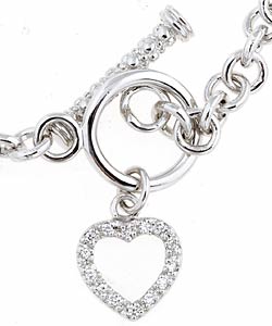 Tressa Sterling Silver CZ Open Heart Charm Bracelet