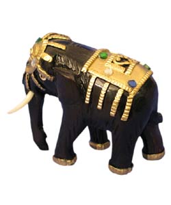 Gold Wooden Elephant Sculpture