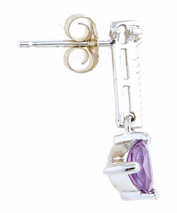 14k White Gold Diamond Amethyst Earrings