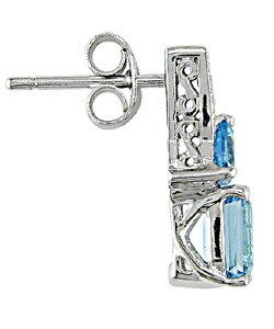 14-kt. White Gold Diamond Blue Topaz Earrings