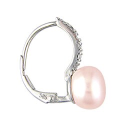 14k White Gold Diamond Pink FW Pearl Earrings (Case of 3)