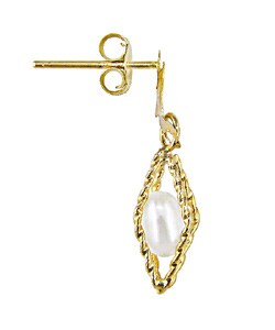 10k Yellow Gold Rice Pearl Earrings