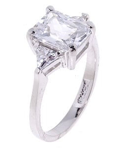 Icz Stonez Sterling Silver Radiant-cut CZ Ring
