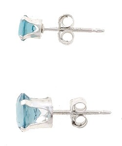 Sterling Silver Blue Cubic Zirconia Earrings (Set of 2)