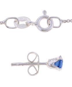 Icz Stonez Sterling Silver Blue CZ Earring and Flower Pendant Set